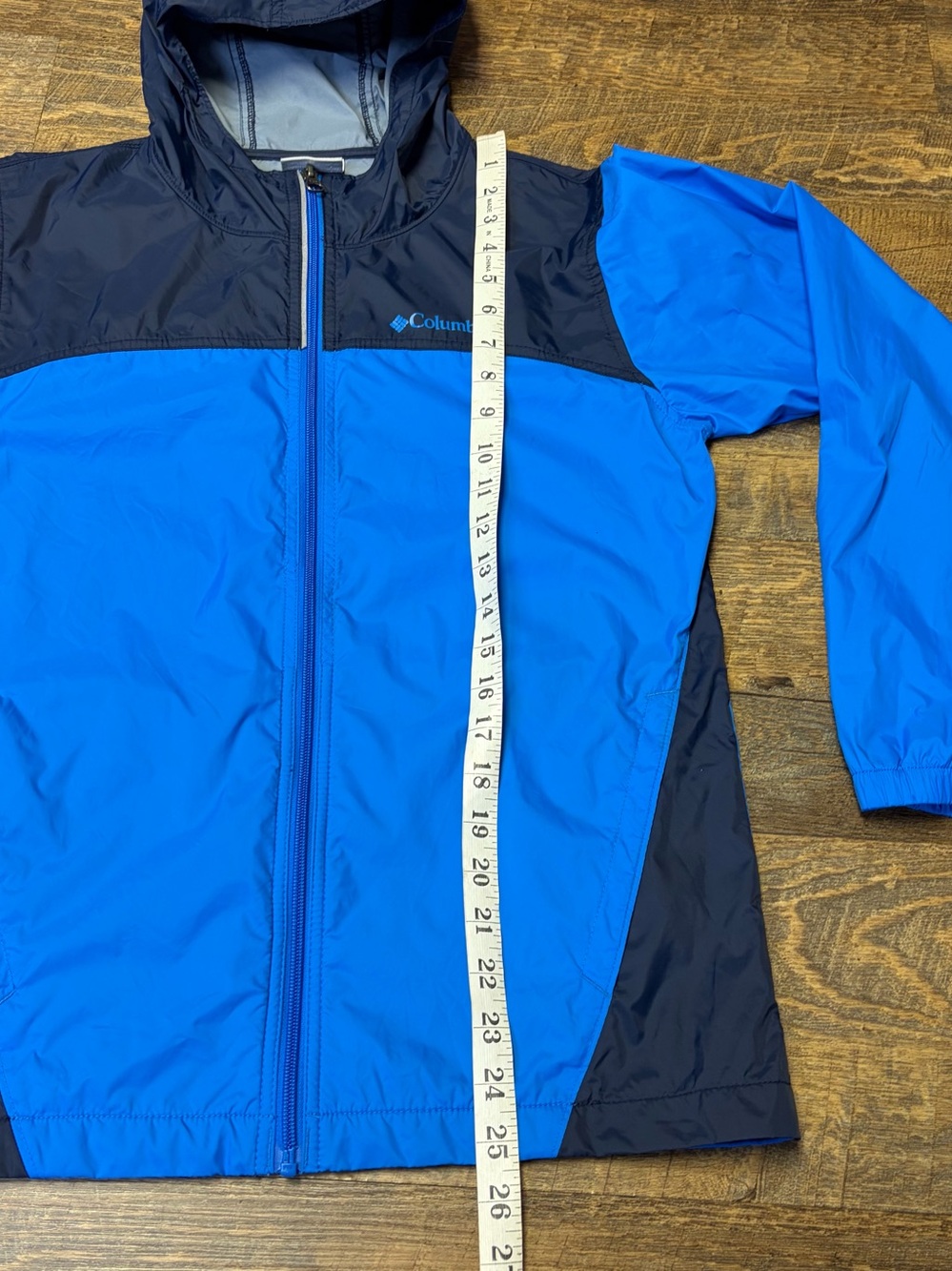Columbia Glennaker Rain Jacket Coat Youth Boys Large 14/16 Blue Navy Hood Zip - Picture 3 of 10